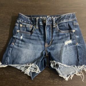 AE women’s dark wash jean shorts